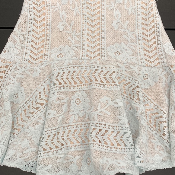 Baby Blue Lace Mini Skirt with Lining - Small - Picture 6 of 10